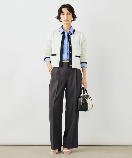 NOLLEY’S（ノーリーズ）の「《手洗い可能》ビオグレースミラノリブジャケット（カーディガン/ボレロ・レディース・ホワイト系その他2/ブルー系その他6/サーモンピンク・38）」の4枚目の写真