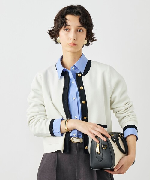 NOLLEY’S（ノーリーズ）の「《手洗い可能》ビオグレースミラノリブジャケット（カーディガン/ボレロ・レディース・ホワイト系その他2/ブルー系その他6/サーモンピンク・38）」の8枚目の写真