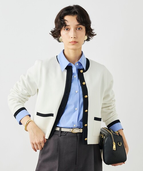 NOLLEY’S（ノーリーズ）の「《手洗い可能》ビオグレースミラノリブジャケット（カーディガン/ボレロ・レディース・ホワイト系その他2/ブルー系その他6/サーモンピンク・38）」の12枚目の写真