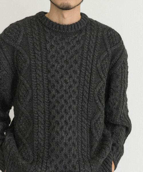 EKAL(エカル)の「アランニットプルオーバー(ニット/セーター・メンズ・チャコールグレー/ブラウン/ネイビー・LARGE/MEDIUM)」の5枚目の写真