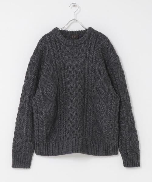 EKAL(エカル)の「アランニットプルオーバー(ニット/セーター・メンズ・チャコールグレー/ブラウン/ネイビー・LARGE/MEDIUM)」の11枚目の写真