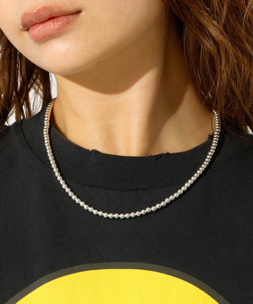 Indian Jewelry(インディアンジュエリー)の「【Indian Jewelry / インディアンジュエリー】ナバホパールネックレス / 4mm丸玉46cm / シルバー / ユニセックス(ネックレス・レディース・シルバー・フリー)」の1枚目の写真