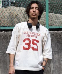 【BEN DAVIS(ベンデイビス)】VNTG FOOTBALL TEE / Tシャツ クルーネック 七分丈 ナンバリング プリント ユニセックス 加工