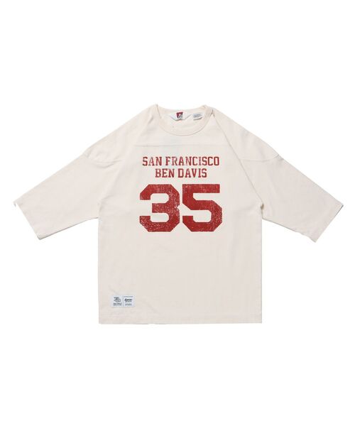 BEN DAVIS(ベンデイビス)の「【BEN DAVIS(ベンデイビス)】VNTG FOOTBALL TEE / Tシャツ クルーネック 七分丈 ナンバリング プリント ユニセックス 加工(Tシャツ/カットソー・メンズ・ブラック/ネイビー/レッド/ホワイト系その他・X-LARGE/LARGE/MEDIUM)」の5枚目の写真