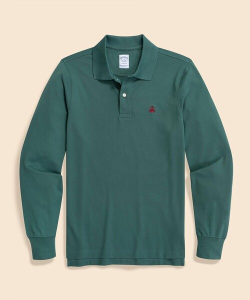 スーピマコットンストレッチピケ　GFロゴ　ロングスリーブポロシャツ　Slim Fit