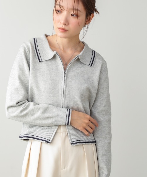Bab(バブ)の「ラインカーデ(カーディガン/ボレロ・レディース・グレー/チャコールグレー・FREE)」の1枚目の写真