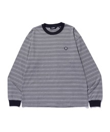Tシャツ/カットソー（ブラック/黒色系・ストライプ柄）ファッション