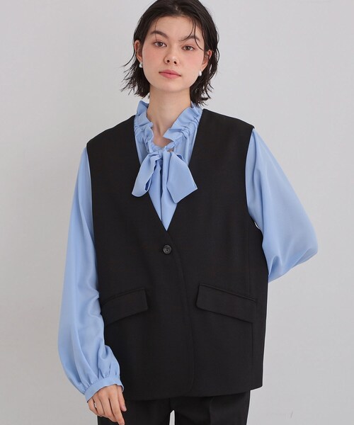 THE SHOP TK （ザ ショップ ティーケー ）の「【お仕事にもカジュアルにも】CAVIAN ジレ/セットアップ可（ベスト・レディース・ブラック/グレー/ライトベージュ・12/13）」の2枚目の写真