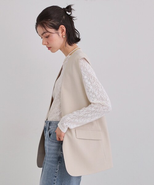 THE SHOP TK （ザ ショップ ティーケー ）の「【お仕事にもカジュアルにも】CAVIAN ジレ/セットアップ可（ベスト・レディース・ブラック/グレー/ライトベージュ・12/13）」の11枚目の写真