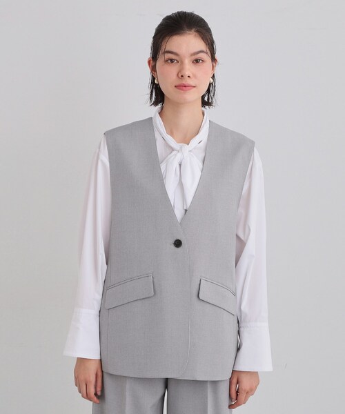 THE SHOP TK （ザ ショップ ティーケー ）の「【お仕事にもカジュアルにも】CAVIAN ジレ/セットアップ可（ベスト・レディース・ブラック/グレー/ライトベージュ・12/13）」の7枚目の写真