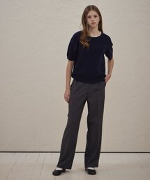 BELLOL（ベロエル）の「ウール配色クロップニットTシャツネイビー（ニット/セーター）」