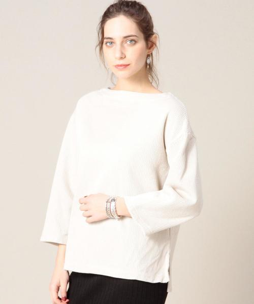 BEAUTY&YOUTH UNITED ARROWS(ビューティーアンドユースユナイテッドアローズ)の「BY ローゲージチュニック◆(Tシャツ/カットソー・レディース・ホワイト/ナチュラル/ネイビー・FREE)」の3枚目の写真