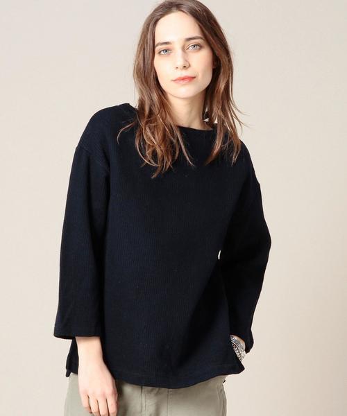 BEAUTY&YOUTH UNITED ARROWS(ビューティーアンドユースユナイテッドアローズ)の「BY ローゲージチュニック◆(Tシャツ/カットソー・レディース・ホワイト/ナチュラル/ネイビー・FREE)」の1枚目の写真