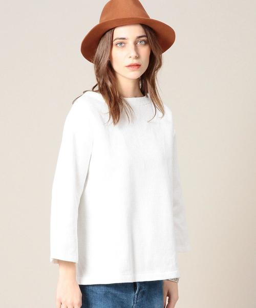 BEAUTY&YOUTH UNITED ARROWS(ビューティーアンドユースユナイテッドアローズ)の「BY ローゲージチュニック◆(Tシャツ/カットソー・レディース・ホワイト/ナチュラル/ネイビー・FREE)」の2枚目の写真
