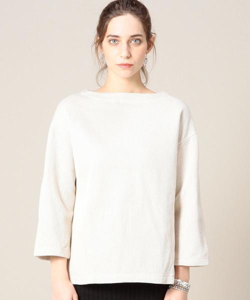 BEAUTY&YOUTH UNITED ARROWS(ビューティーアンドユースユナイテッドアローズ)の「BY ローゲージチュニック◆(Tシャツ/カットソー・レディース・ホワイト/ナチュラル/ネイビー・FREE)」の5枚目の写真