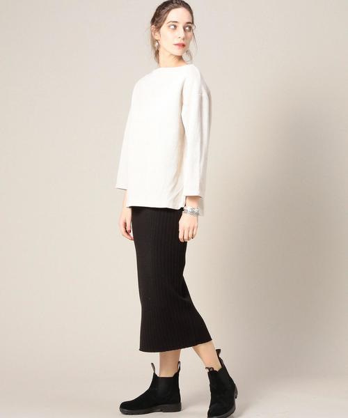 BEAUTY&YOUTH UNITED ARROWS(ビューティーアンドユースユナイテッドアローズ)の「BY ローゲージチュニック◆(Tシャツ/カットソー・レディース・ホワイト/ナチュラル/ネイビー・FREE)」の7枚目の写真