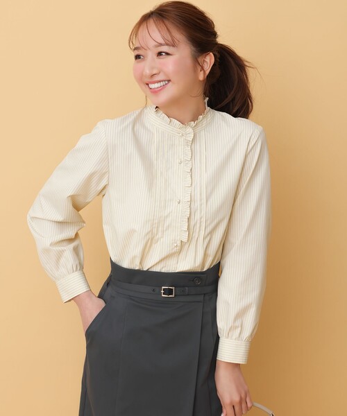 ANY SIS（エニィスィス）の「フリルスタンド シャツ（シャツ/ブラウス・レディース・ホワイト系/スカイブルー系1/ライトイエロー系1・X-LARGE）」の7枚目の写真