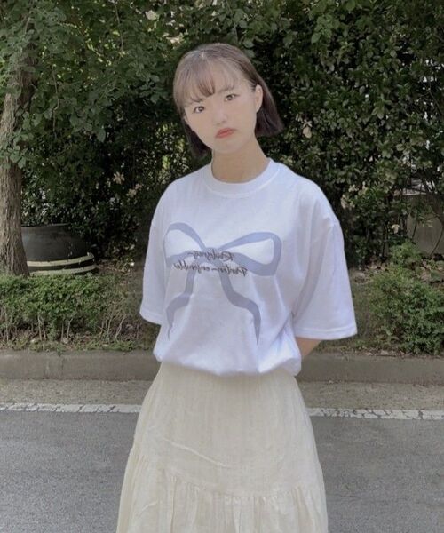 ROIDESROIS(ロワデロワ)の「リボンプリントオーバーサイズ半袖Tシャツ(ホワイト)(Tシャツ/カットソー・レディース・その他・S/M/L/2XL/XL)」の12枚目の写真