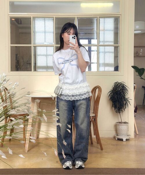 ROIDESROIS(ロワデロワ)の「リボンプリントオーバーサイズ半袖Tシャツ(ホワイト)(Tシャツ/カットソー・レディース・その他・S/M/L/2XL/XL)」の8枚目の写真