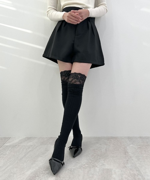 Futier land（フューティアランド）の「レースレイヤードニーハイソックス（ソックス/靴下・レディース・ブラック/グレー/ホワイト・FREE）」の8枚目の写真