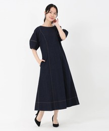 STRAWBERRY-FIELDS | アリコットストレッチ_デニムフィット&フレアワンピース(ワンピース)