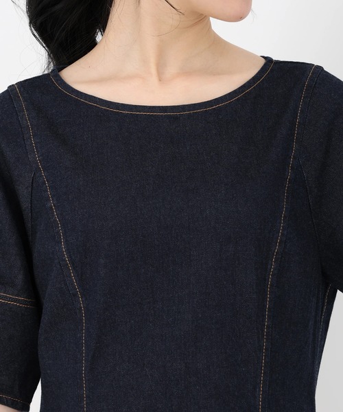 STRAWBERRY-FIELDS(ストロベリーフィールズ)の「アリコットストレッチ_デニムフィット&フレアワンピース(ワンピース・レディース・インディゴブルー・2)」の5枚目の写真