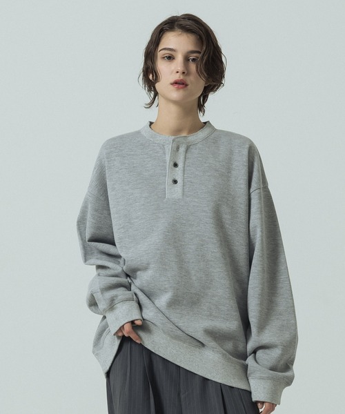 SLICK(スリック)の「【SLICK/スリック】Double Air Moss Stitch Henley Neck/ダブルエアー鹿の子ヘンリーネックプルオーバー(Tシャツ/カットソー・メンズ・ブラック/グレー/グレイッシュベージュ・1/2/3)」の16枚目の写真