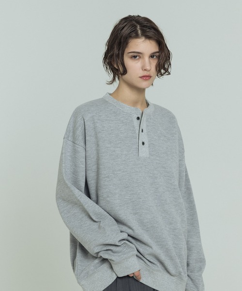 SLICK(スリック)の「【SLICK/スリック】Double Air Moss Stitch Henley Neck/ダブルエアー鹿の子ヘンリーネックプルオーバー(Tシャツ/カットソー・メンズ・ブラック/グレー/グレイッシュベージュ・1/2/3)」の17枚目の写真