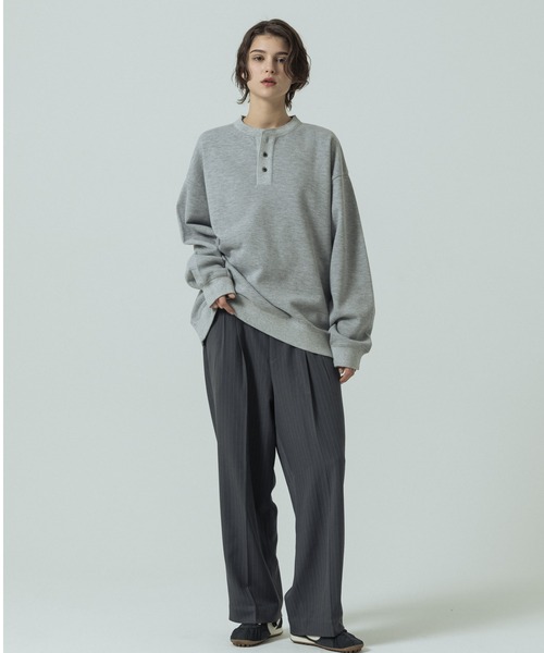 SLICK(スリック)の「【SLICK/スリック】Double Air Moss Stitch Henley Neck/ダブルエアー鹿の子ヘンリーネックプルオーバー(Tシャツ/カットソー・メンズ・ブラック/グレー/グレイッシュベージュ・1/2/3)」の19枚目の写真