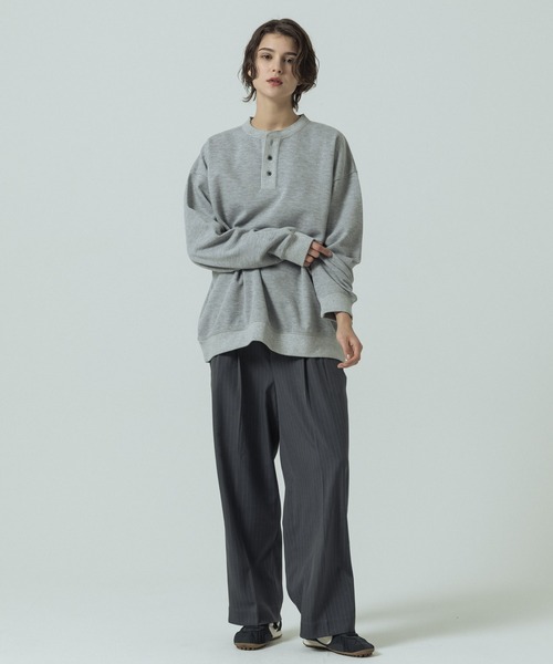 SLICK(スリック)の「【SLICK/スリック】Double Air Moss Stitch Henley Neck/ダブルエアー鹿の子ヘンリーネックプルオーバー(Tシャツ/カットソー・メンズ・ブラック/グレー/グレイッシュベージュ・1/2/3)」の21枚目の写真