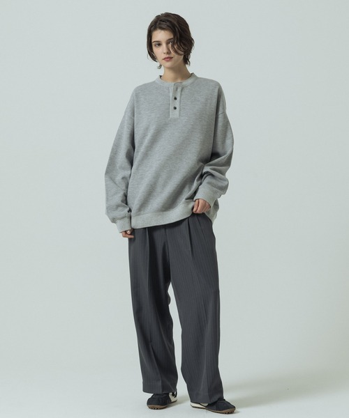 SLICK(スリック)の「【SLICK/スリック】Double Air Moss Stitch Henley Neck/ダブルエアー鹿の子ヘンリーネックプルオーバー(Tシャツ/カットソー・メンズ・ブラック/グレー/グレイッシュベージュ・1/2/3)」の22枚目の写真