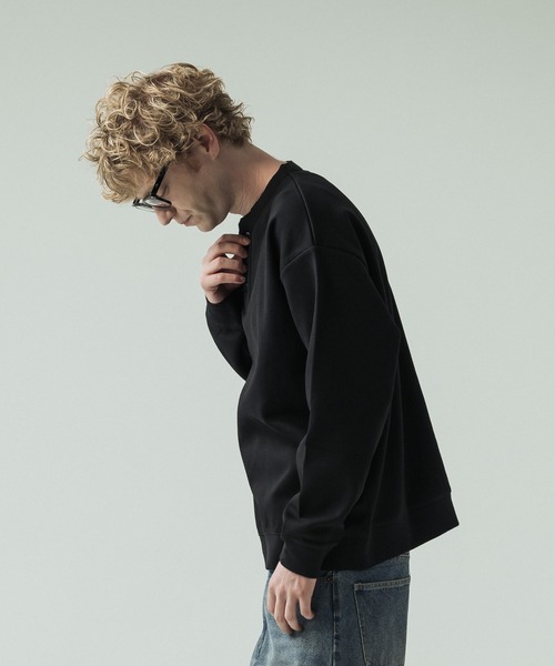 SLICK(スリック)の「【SLICK/スリック】Double Air Moss Stitch Henley Neck/ダブルエアー鹿の子ヘンリーネックプルオーバー(Tシャツ/カットソー・メンズ・ブラック/グレー/グレイッシュベージュ・1/2/3)」の5枚目の写真