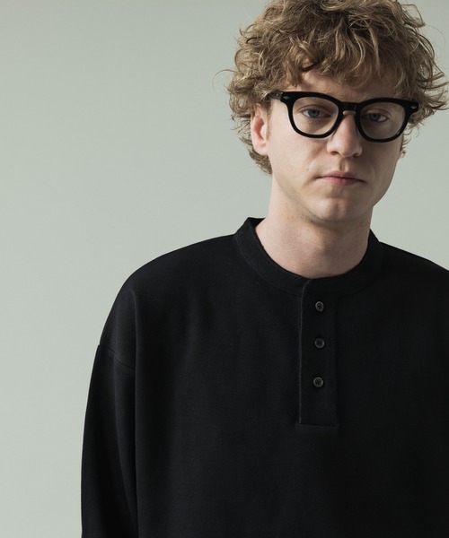 SLICK(スリック)の「【SLICK/スリック】Double Air Moss Stitch Henley Neck/ダブルエアー鹿の子ヘンリーネックプルオーバー(Tシャツ/カットソー・メンズ・ブラック/グレー/グレイッシュベージュ・1/2/3)」の7枚目の写真