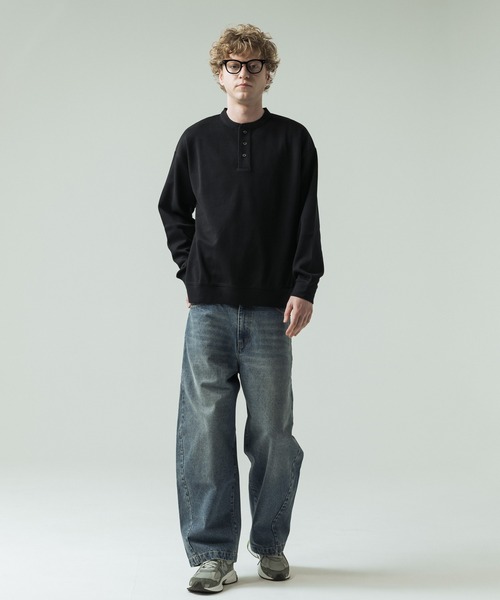 SLICK(スリック)の「【SLICK/スリック】Double Air Moss Stitch Henley Neck/ダブルエアー鹿の子ヘンリーネックプルオーバー(Tシャツ/カットソー・メンズ・ブラック/グレー/グレイッシュベージュ・1/2/3)」の9枚目の写真