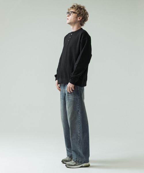 SLICK(スリック)の「【SLICK/スリック】Double Air Moss Stitch Henley Neck/ダブルエアー鹿の子ヘンリーネックプルオーバー(Tシャツ/カットソー・メンズ・ブラック/グレー/グレイッシュベージュ・1/2/3)」の10枚目の写真