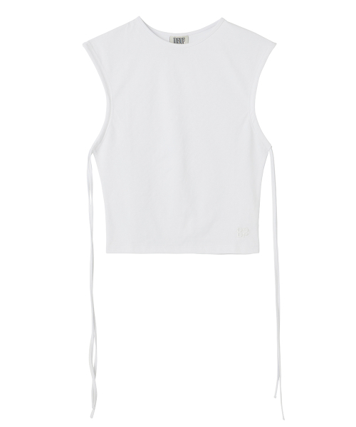DANGLEDROP（ダングルドロップ）の「DGDPストリングシャーリングリボンショートスリーブクロップナッシュホワイト（Tシャツ/カットソー・レディース・その他・FREE）」の2枚目の写真