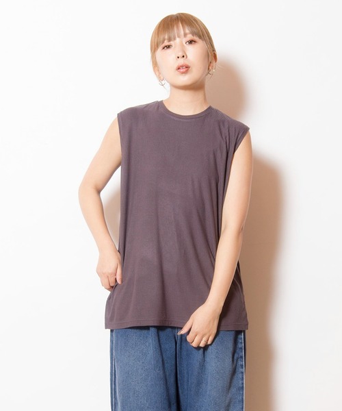 OSMOSIS(オズモーシス)の「Aラインテレコタンクトップ(タンクトップ・レディース・ブラック/アイボリー/チャコール/ネイビー・ONE SIZE)」の4枚目の写真