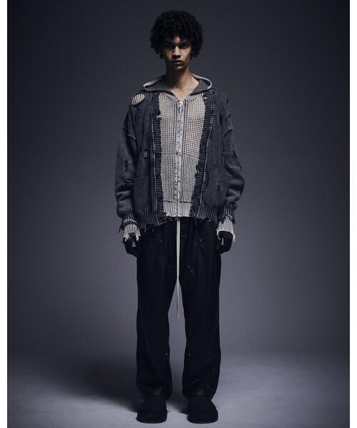 DANKE SCHON(ダンケシェーン)の「DankeSchon/ダンケシェーン/ACID WASH TENJIKU CARDIGAN(カーディガン/ボレロ・レディース・ブラック/ベージュ・L/M)」の7枚目の写真