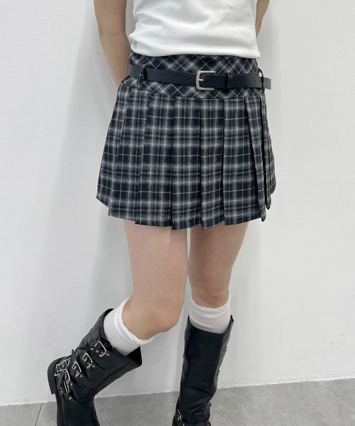 PHILLY（フィリー）の「《2点SET》ベルトセットチェックミニスカート（スカート・レディース・ブラック・FREE）」の4枚目の写真
