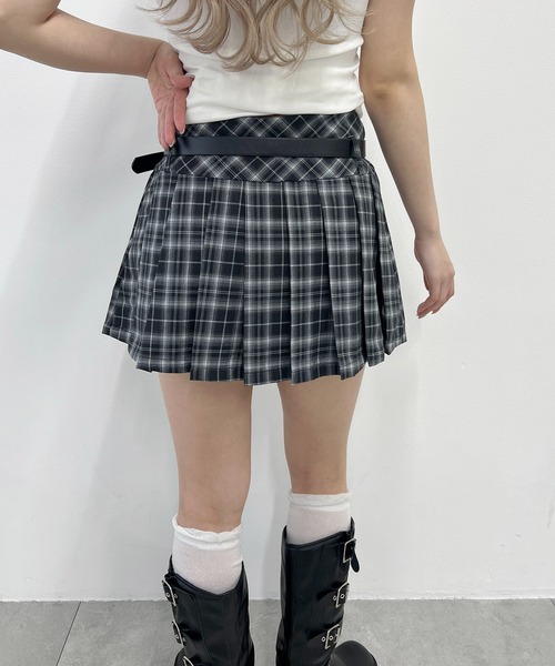 PHILLY（フィリー）の「《2点SET》ベルトセットチェックミニスカート（スカート・レディース・ブラック・FREE）」の5枚目の写真