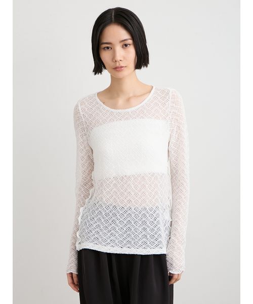 MIESROHE(ミースロエ)の「【洗える】レースカットトップス(Tシャツ/カットソー・レディース・ブラック/ホワイト/ベージュ・F)」の2枚目の写真