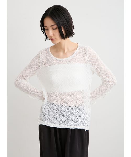 MIESROHE(ミースロエ)の「【洗える】レースカットトップス(Tシャツ/カットソー・レディース・ブラック/ホワイト/ベージュ・F)」の7枚目の写真