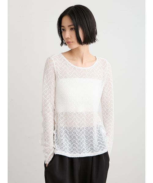 MIESROHE(ミースロエ)の「【洗える】レースカットトップス(Tシャツ/カットソー・レディース・ブラック/ホワイト/ベージュ・F)」の9枚目の写真