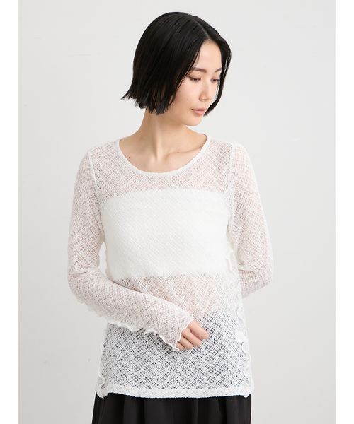 MIESROHE(ミースロエ)の「【洗える】レースカットトップス(Tシャツ/カットソー・レディース・ブラック/ホワイト/ベージュ・F)」の16枚目の写真