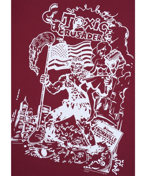 MEDICOM TOY（メディコムトイ）の「MLE × The Toxic Crusaders "FLAG" TEE（Tシャツ/カットソー・メンズ・ブラック/バーガンディー/ネイビー・SMALL/MEDIUM/LARGE/X-LARGE）」の4枚目の写真