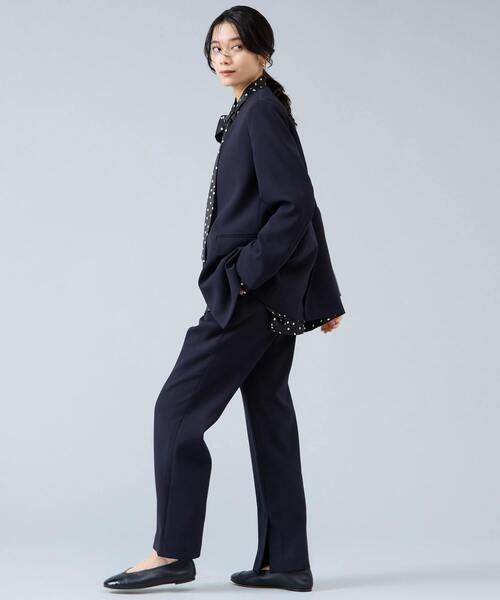 Liesse(リエス)の「Vカラージャケット(ノーカラージャケット・レディース・ネイビー/ブラック・FREE)」の9枚目の写真