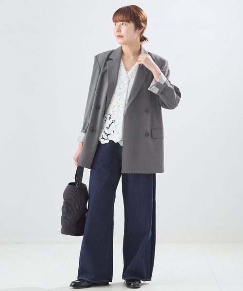 journal standard L'essage（ジャーナルスタンダードレサージュ）の「《セットアップ可》【金子綾さん着用】LANA ダブルブレストジャケット（テーラードジャケット・レディース・ブラウン/グレー・FREE）」の3枚目の写真