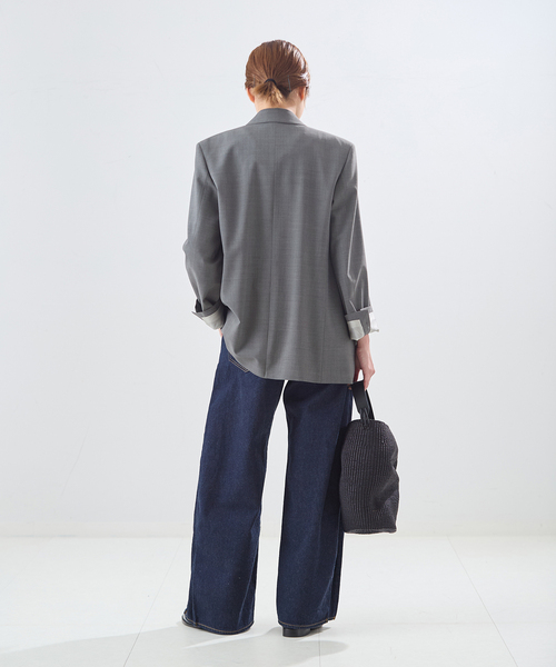 journal standard L'essage（ジャーナルスタンダードレサージュ）の「《セットアップ可》【金子綾さん着用】LANA ダブルブレストジャケット（テーラードジャケット・レディース・ブラウン/グレー・FREE）」の5枚目の写真