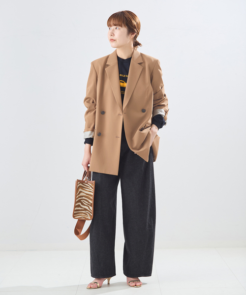 journal standard L'essage（ジャーナルスタンダードレサージュ）の「《セットアップ可》【金子綾さん着用】LANA ダブルブレストジャケット（テーラードジャケット・レディース・ブラウン/グレー・FREE）」の8枚目の写真