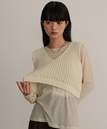 TENTO（テント）の「モールヤーン ショート丈ニットベスト（ベスト）」